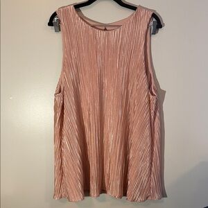 Elegant Pleated Sleeveless Blouse in Soft Pink XXL NWOT